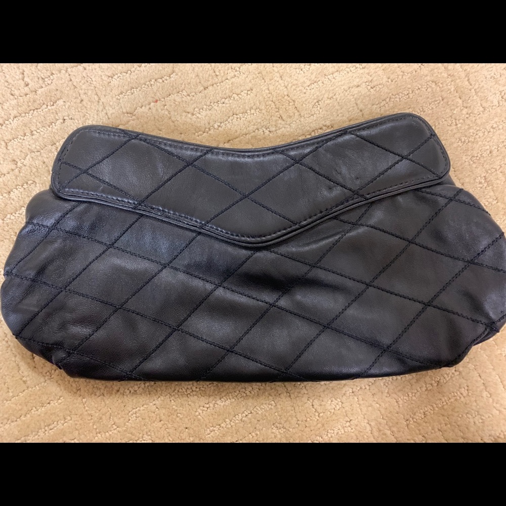 Lauren Merkin black quilted Louise clutch
